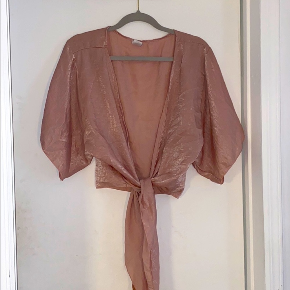 Satin pink tie top